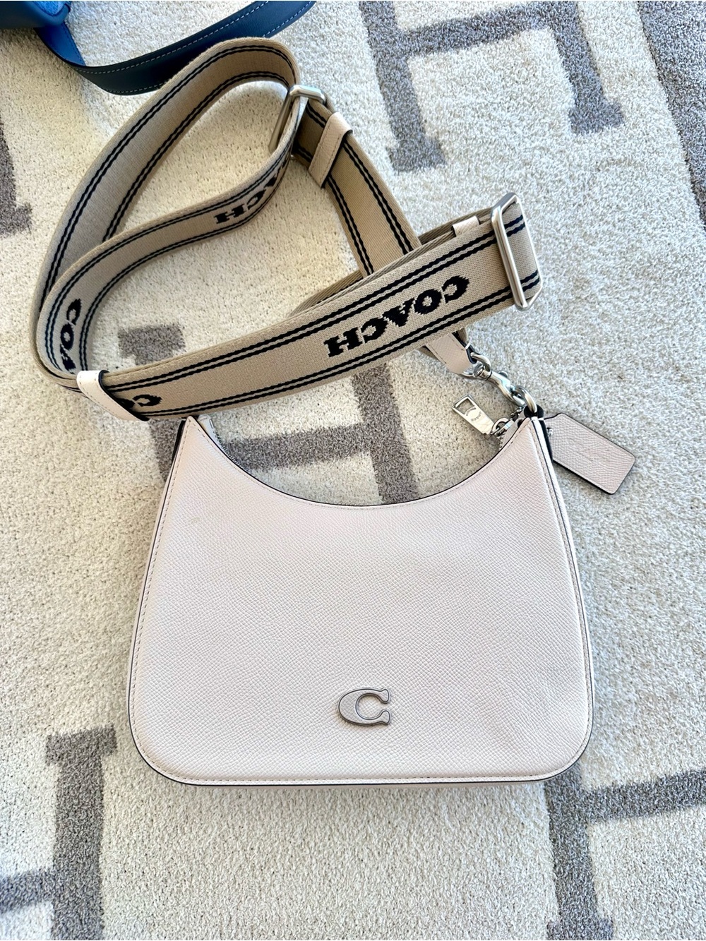 Coach Chalk Pebble Leather Crossbody with Branded Strap